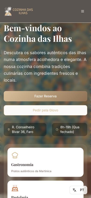 Cozinha das Ilhas — versão telemóvel