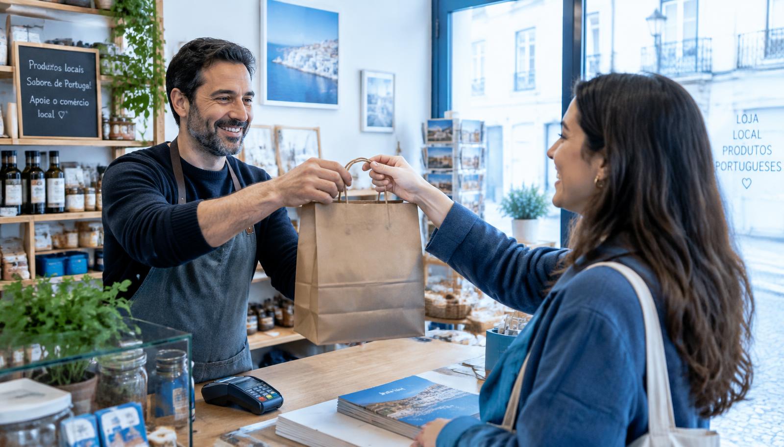 Cliente a ser atendida numa loja local