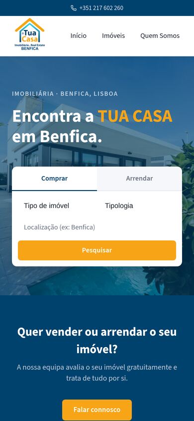 TuaCasa Benfica — versão telemóvel