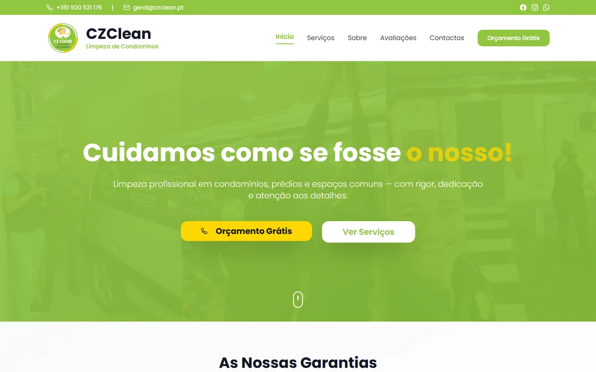 Página inicial de CZClean