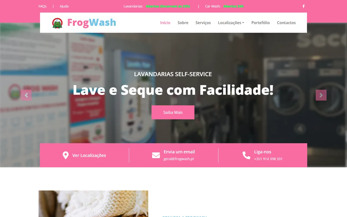 Página inicial de FrogWash