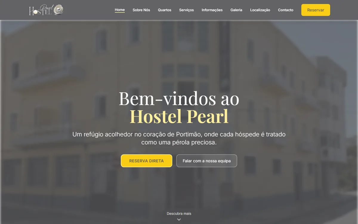 Página inicial de Hostel Pearl