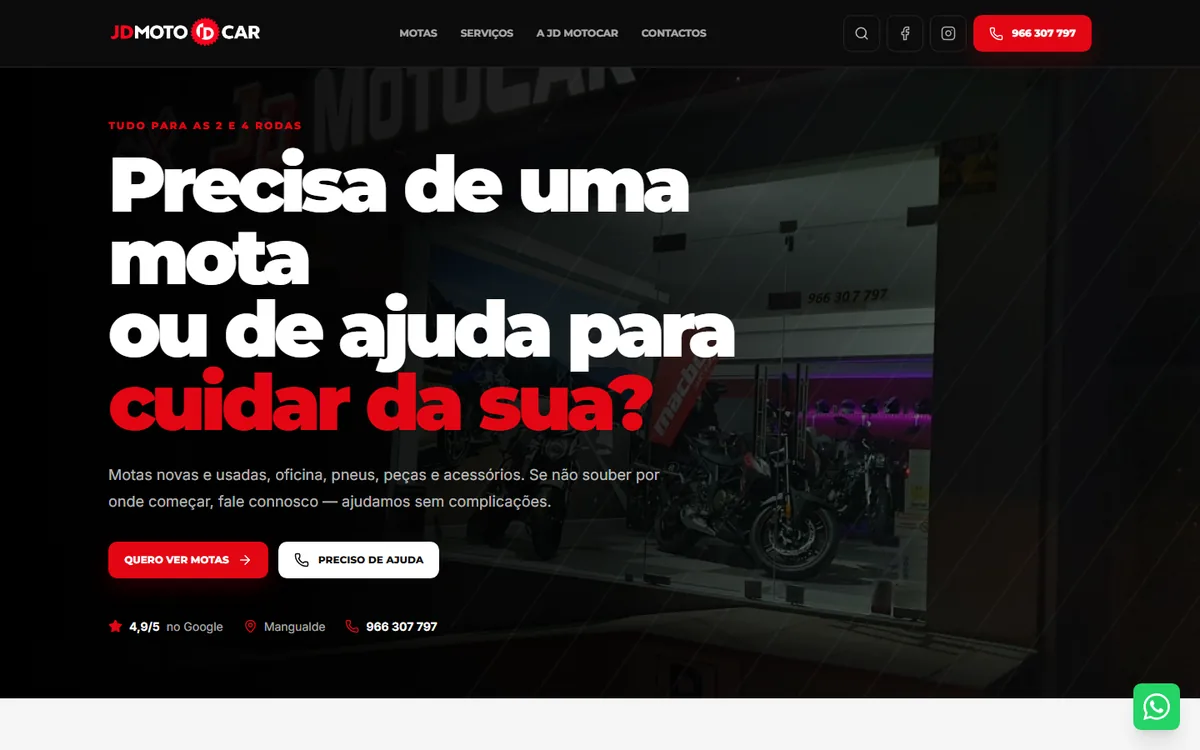 Página inicial de JD Motocar