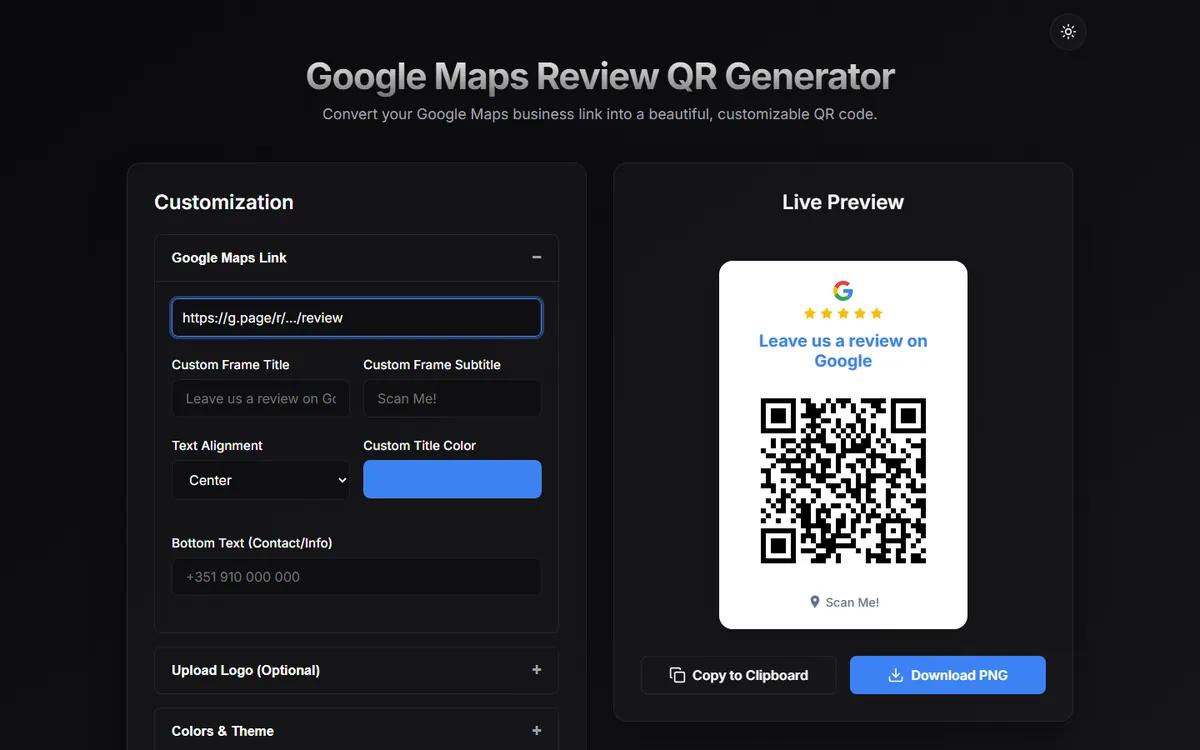 Página inicial de QR Builder
